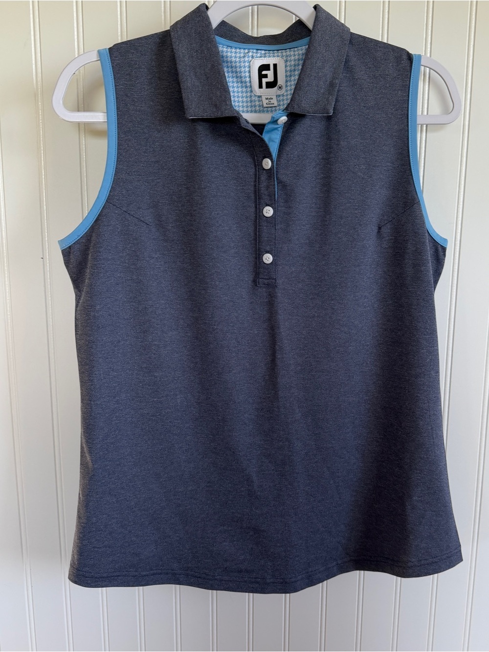FootJoy Charcoal Polo Tank with Light Blue Trim Women’s M Golf Pickleball Tennis